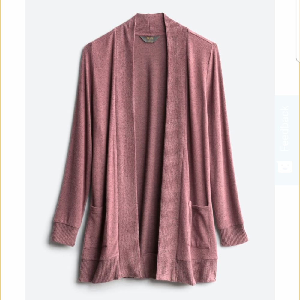 Heather Brushed Knit Cardigan L